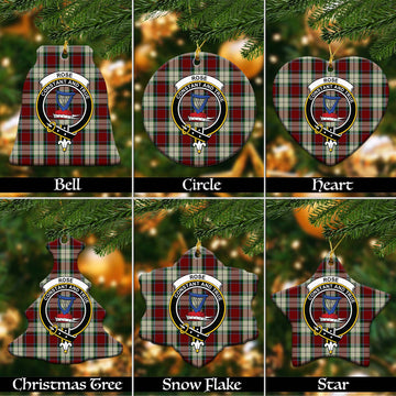 Rose White Dress Tartan Christmas Ceramic Ornaments with Family Crest