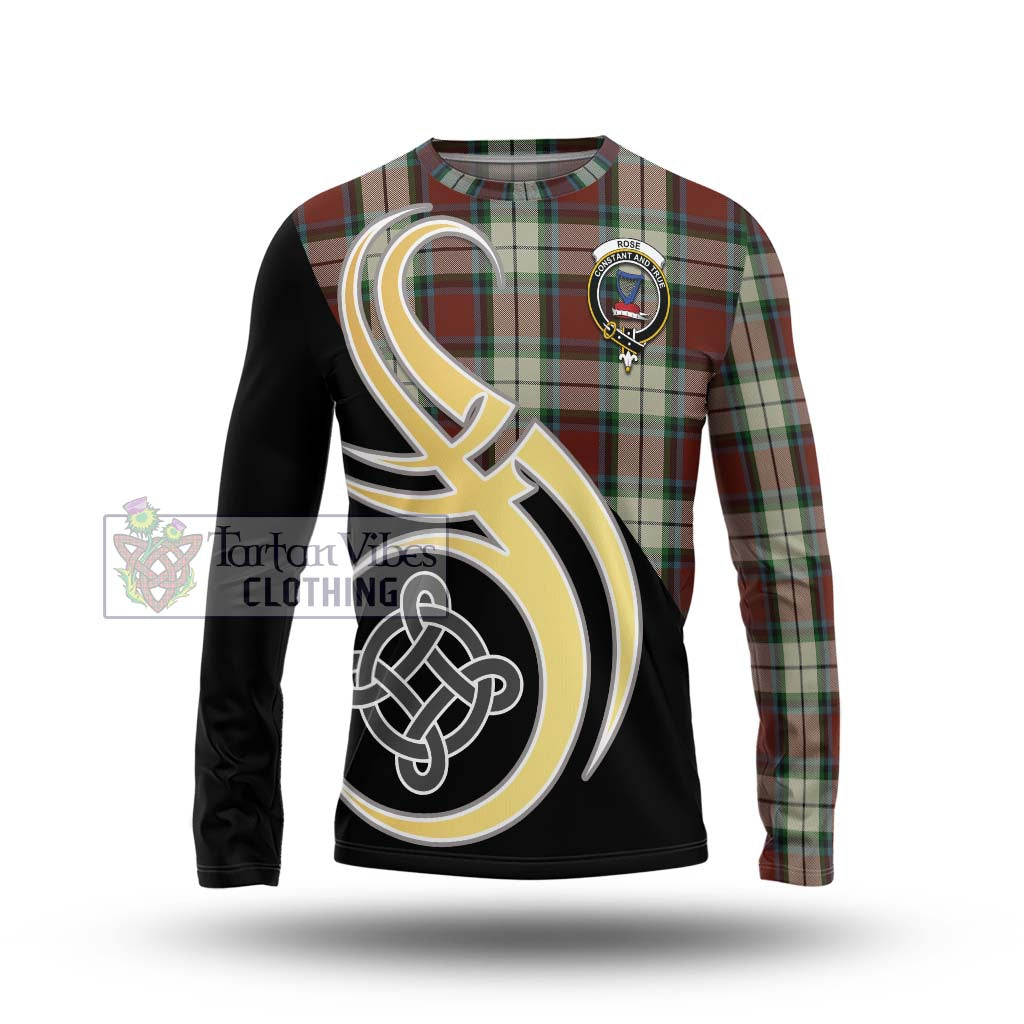 Rose White Dress Tartan Long Sleeve T-Shirt with Family Crest and Celtic Symbol Style Unisex - Tartan Vibes Clothing