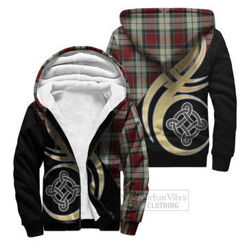 Rose White Dress Tartan Sherpa Hoodie with Family Crest and Celtic Symbol Style