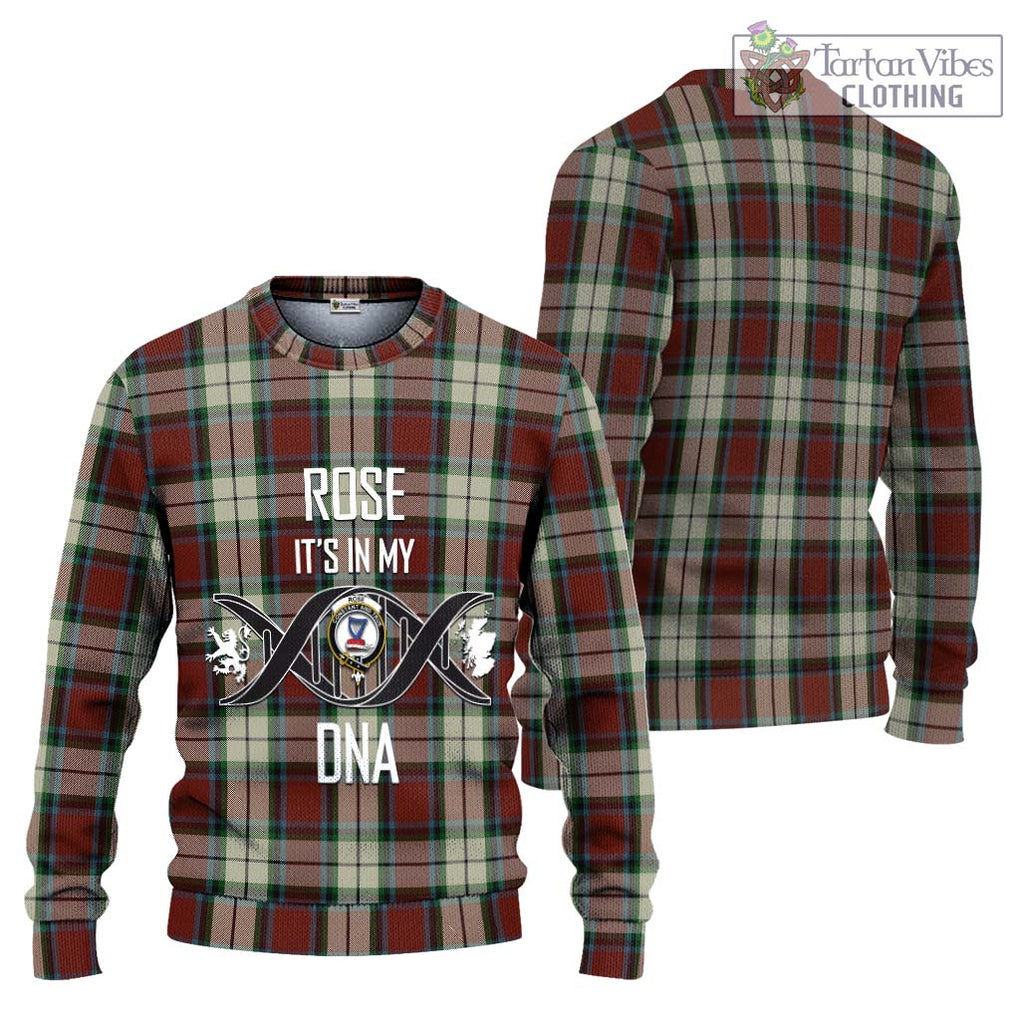 Rose White Dress Tartan Knitted Sweater with Family Crest DNA In Me Style Unisex - Tartanvibesclothing Shop