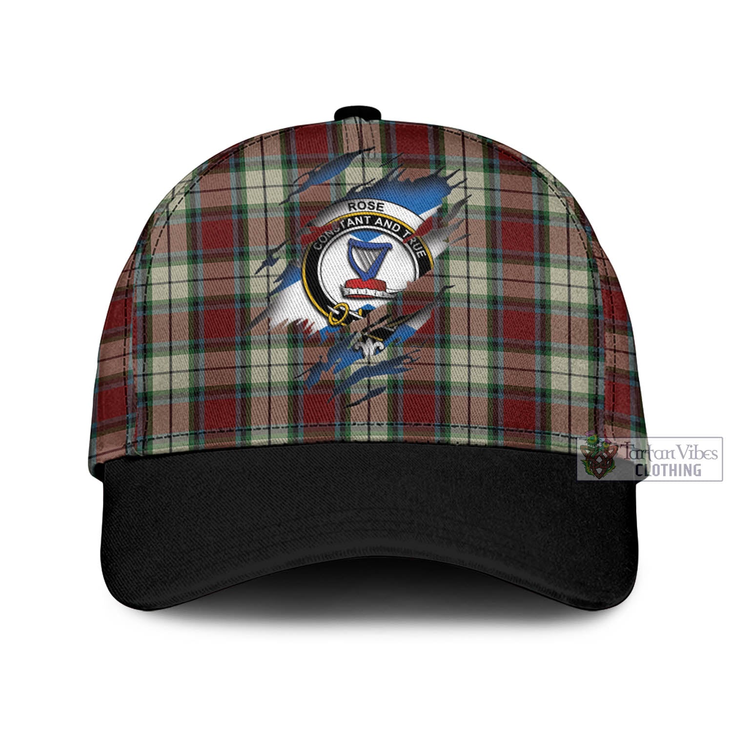 Tartan Vibes Clothing Rose White Dress Tartan Classic Cap with Family Crest In Me Style