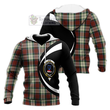 Rose White Dress Tartan Knitted Hoodie with Family Crest Circle Style