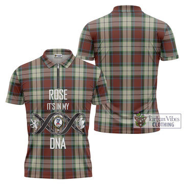 Rose White Dress Tartan Zipper Polo Shirt with Family Crest DNA In Me Style