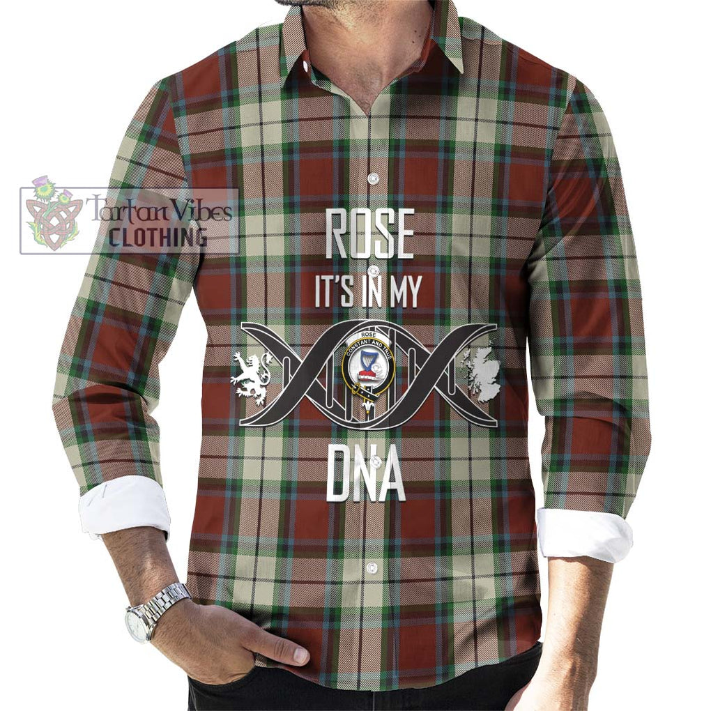 Rose White Dress Tartan Long Sleeve Button Shirt with Family Crest DNA In Me Style Men's Shirt S - Tartanvibesclothing Shop