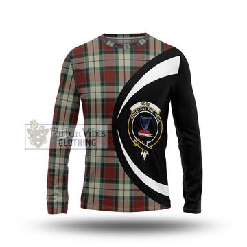 Rose White Dress Tartan Long Sleeve T-Shirt with Family Crest Circle Style