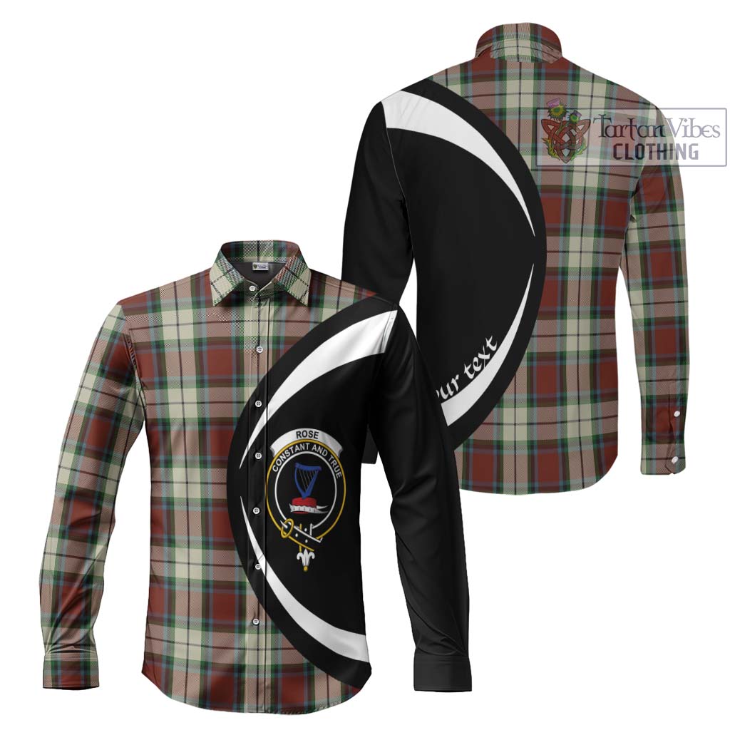 Rose White Dress Tartan Long Sleeve Button Up with Family Crest Circle Style Men's Shirt S - Tartan Vibes Clothing