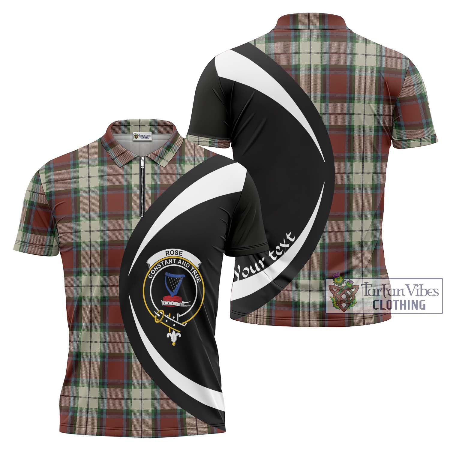 Rose White Dress Tartan Zipper Polo Shirt with Family Crest Circle Style Unisex - Tartan Vibes Clothing