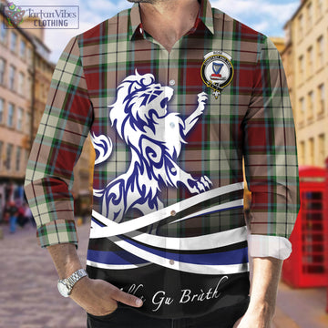 Rose White Dress Tartan Long Sleeve Button Up Shirt with Alba Gu Brath Regal Lion Emblem