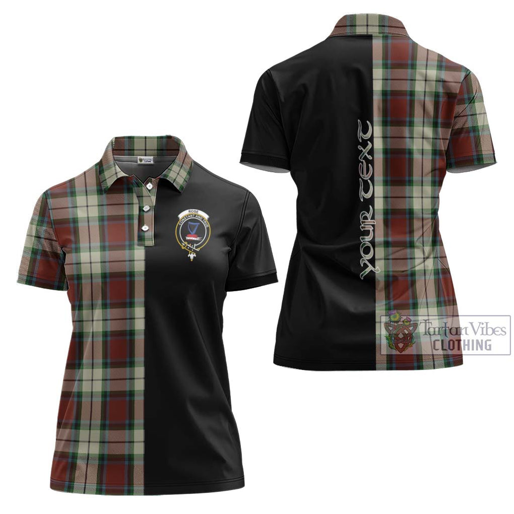 Rose White Dress Tartan Women's Polo Shirt with Family Crest and Half Of Me Style Women - Tartanvibesclothing Shop