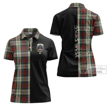 Rose White Dress Tartan Women's Polo Shirt with Family Crest and Half Of Me Style