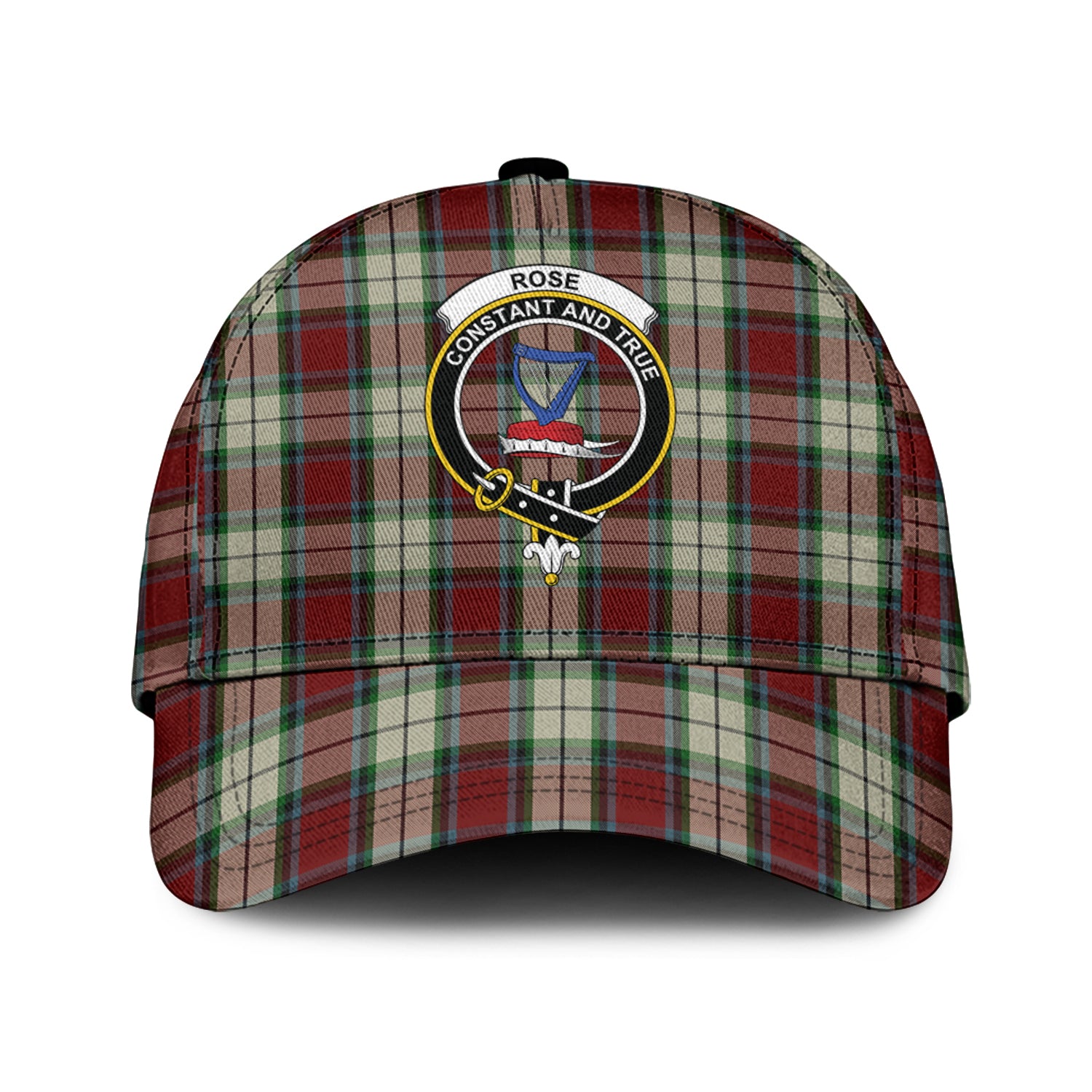 Rose White Dress Tartan Classic Cap with Family Crest Classic Cap Universal Fit - Tartan Vibes Clothing