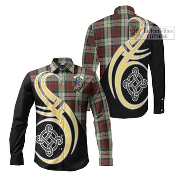 Rose White Dress Tartan Long Sleeve Button Shirt with Family Crest and Celtic Symbol Style