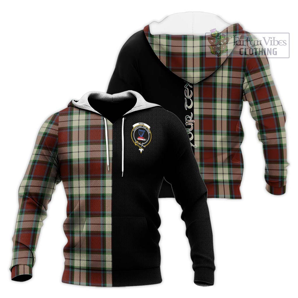 Rose White Dress Tartan Knitted Hoodie with Family Crest and Half Of Me Style Unisex Knitted Pullover Hoodie - Tartanvibesclothing Shop