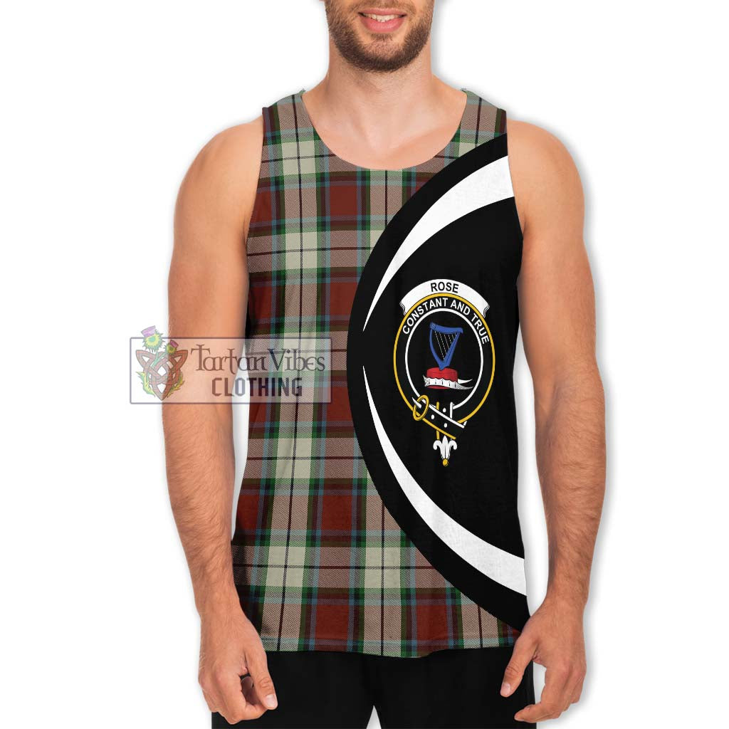 Rose White Dress Tartan Men's Tank Top with Family Crest Circle Style Men - Tartan Vibes Clothing