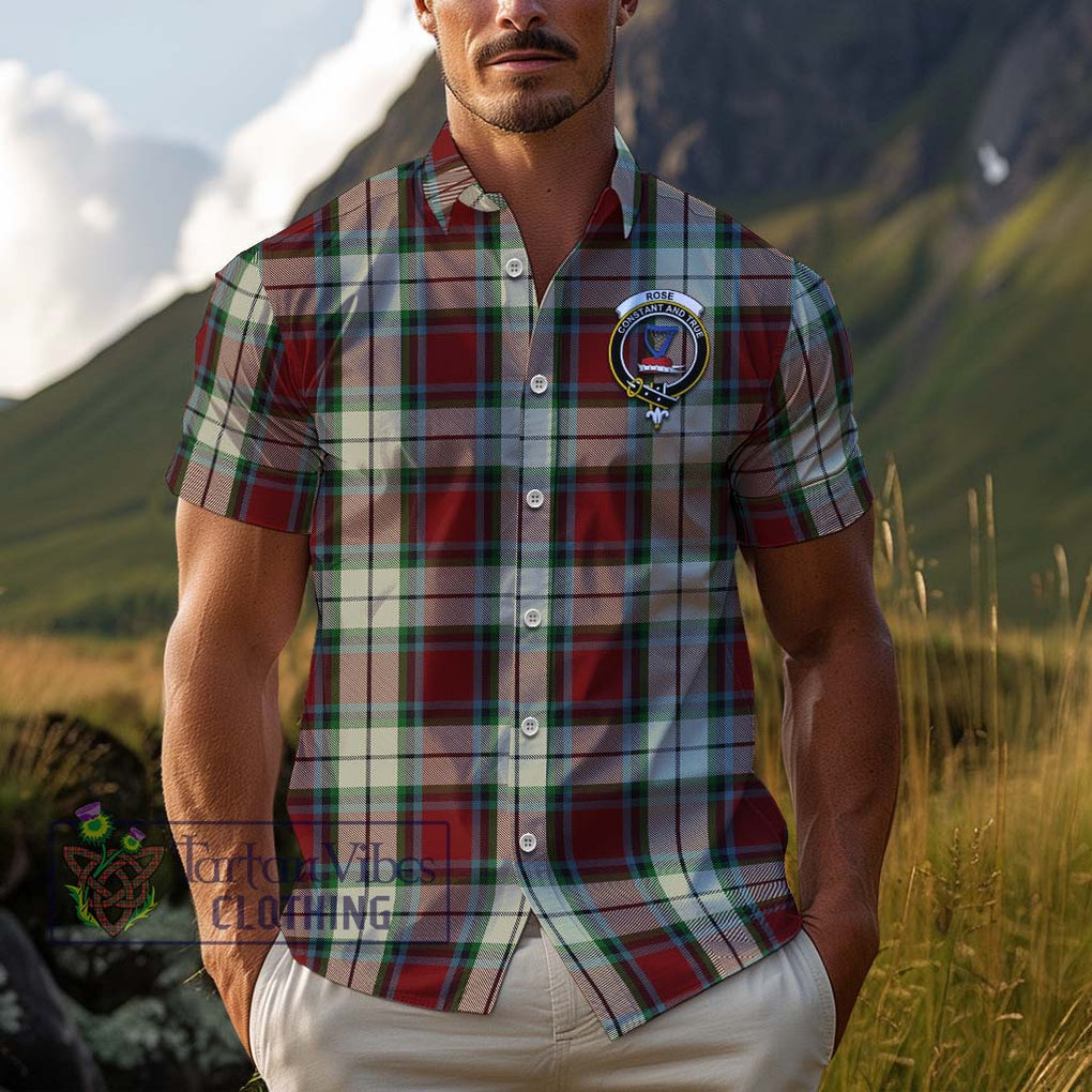 Rose White Dress Tartan Cotton Hawaiian Shirt with Family Crest Adult - Tartan Vibes Clothing