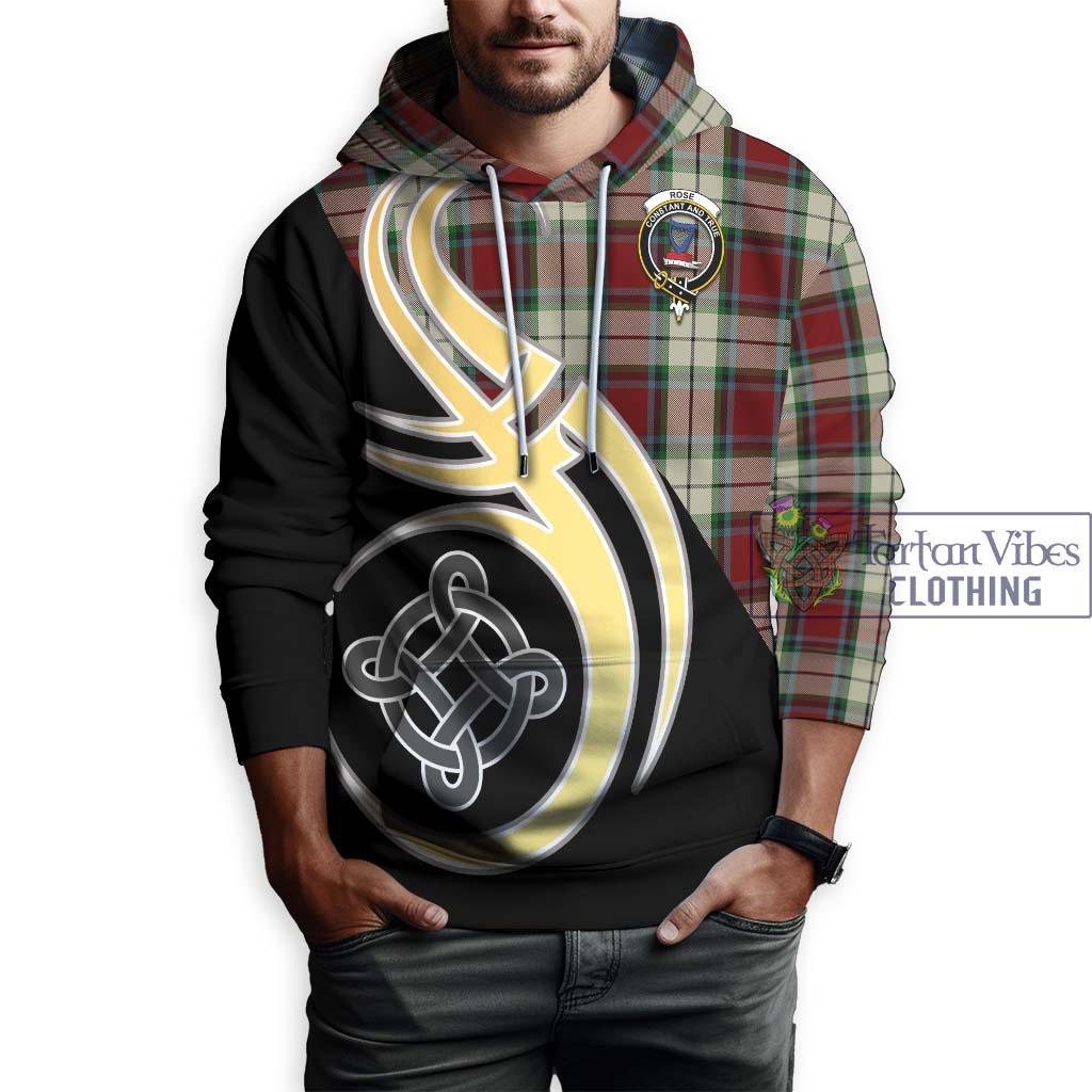 Tartan Vibes Clothing Rose White Dress Tartan Hoodie with Family Crest and Celtic Symbol Style