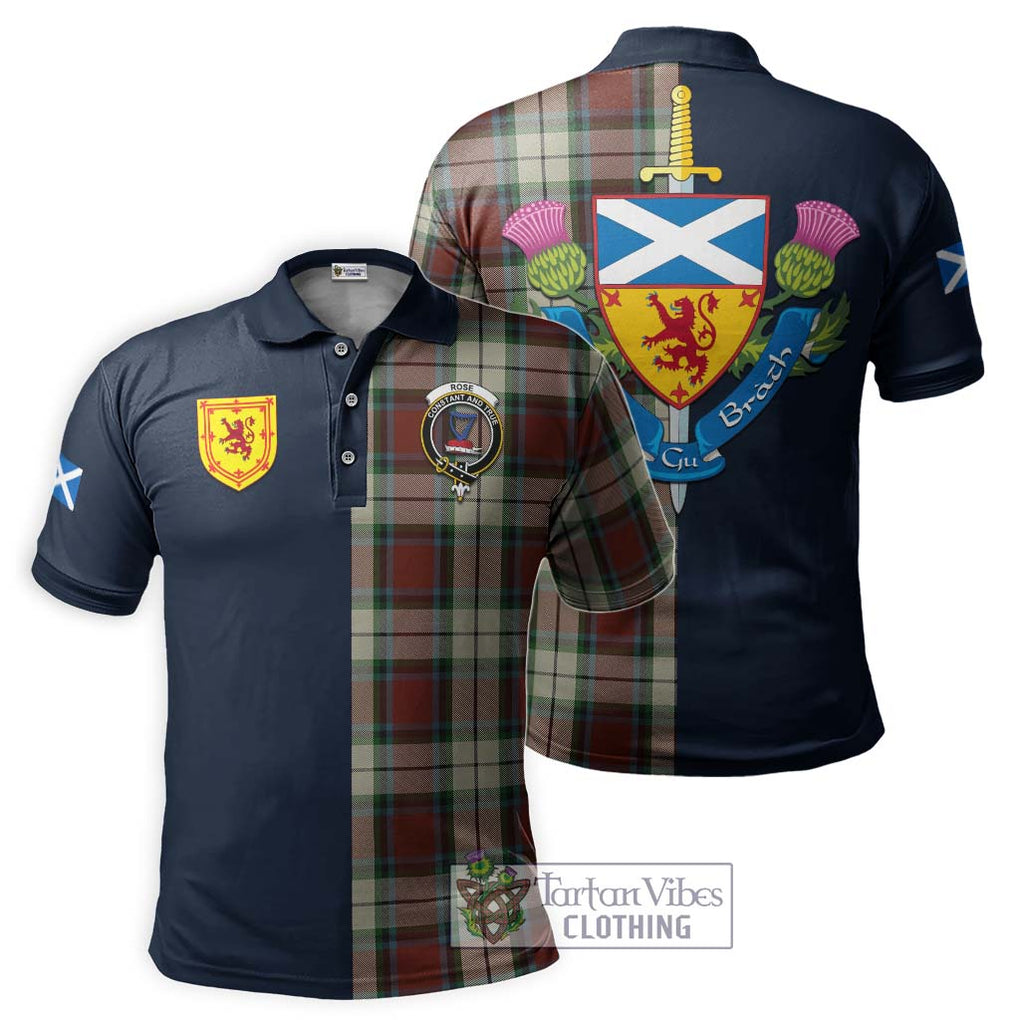 Tartan Vibes Clothing Rose White Dress Tartan Polo Shirt with Scottish Lion Royal Arm Half Style