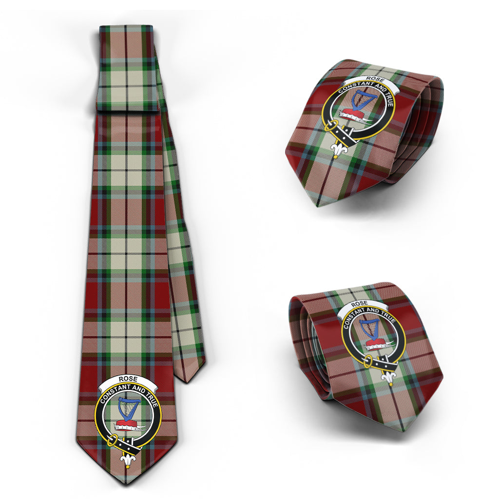 Rose White Dress Tartan Classic Necktie with Family Crest Necktie One Size - Tartan Vibes Clothing