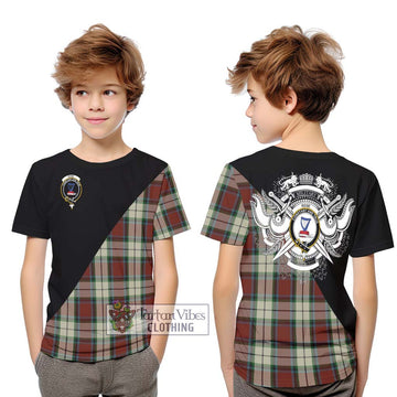 Rose White Dress Tartan Kid T-Shirt with Family Crest and Military Logo Style