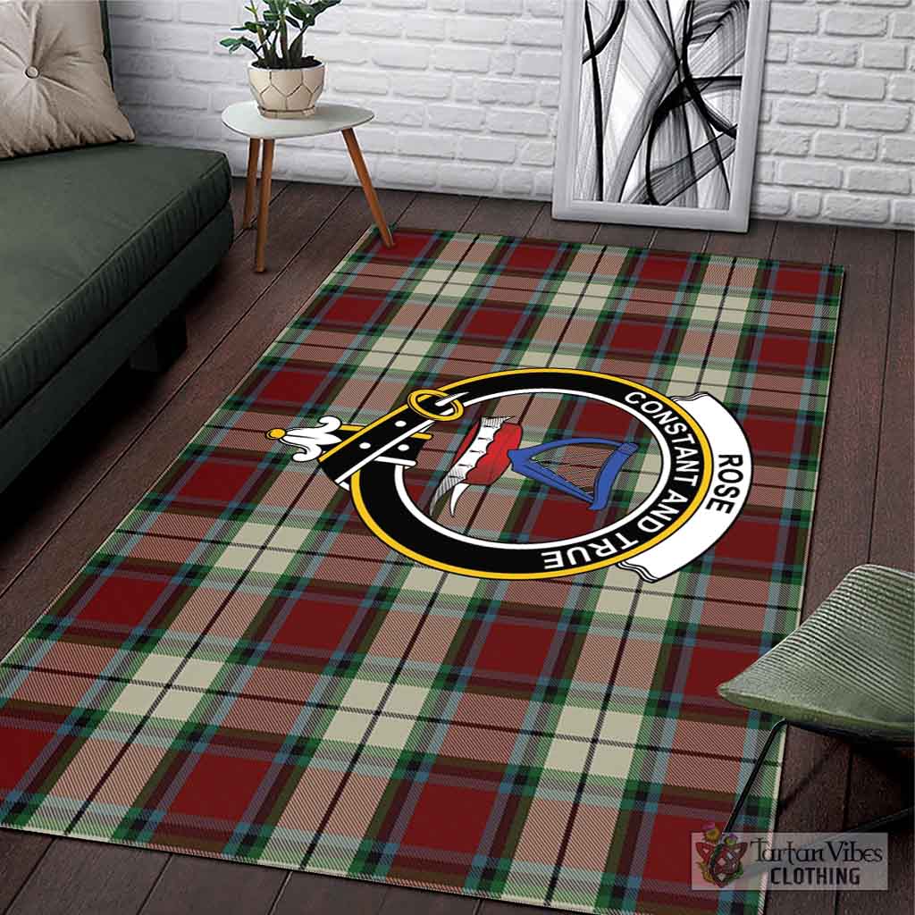 Tartan Vibes Clothing Rose White Dress Tartan Area Rug with Family Crest