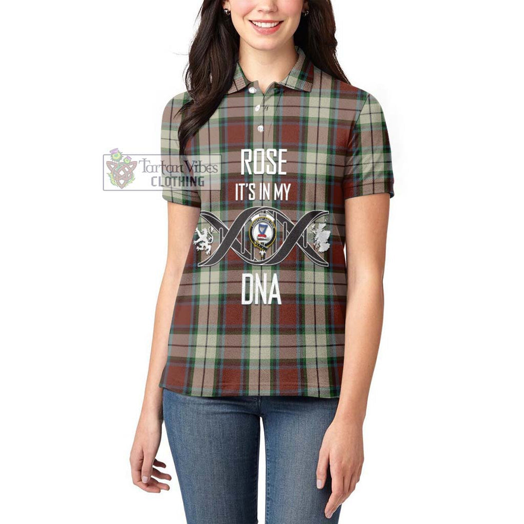 Rose White Dress Tartan Women's Polo Shirt with Family Crest DNA In Me Style Women - Tartanvibesclothing Shop