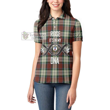 Rose White Dress Tartan Women's Polo Shirt with Family Crest DNA In Me Style