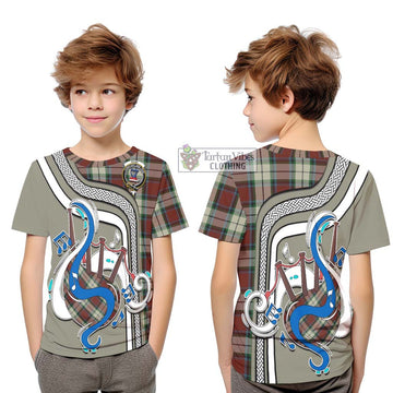 Rose White Dress Tartan Kid T-Shirt with Epic Bagpipe Style