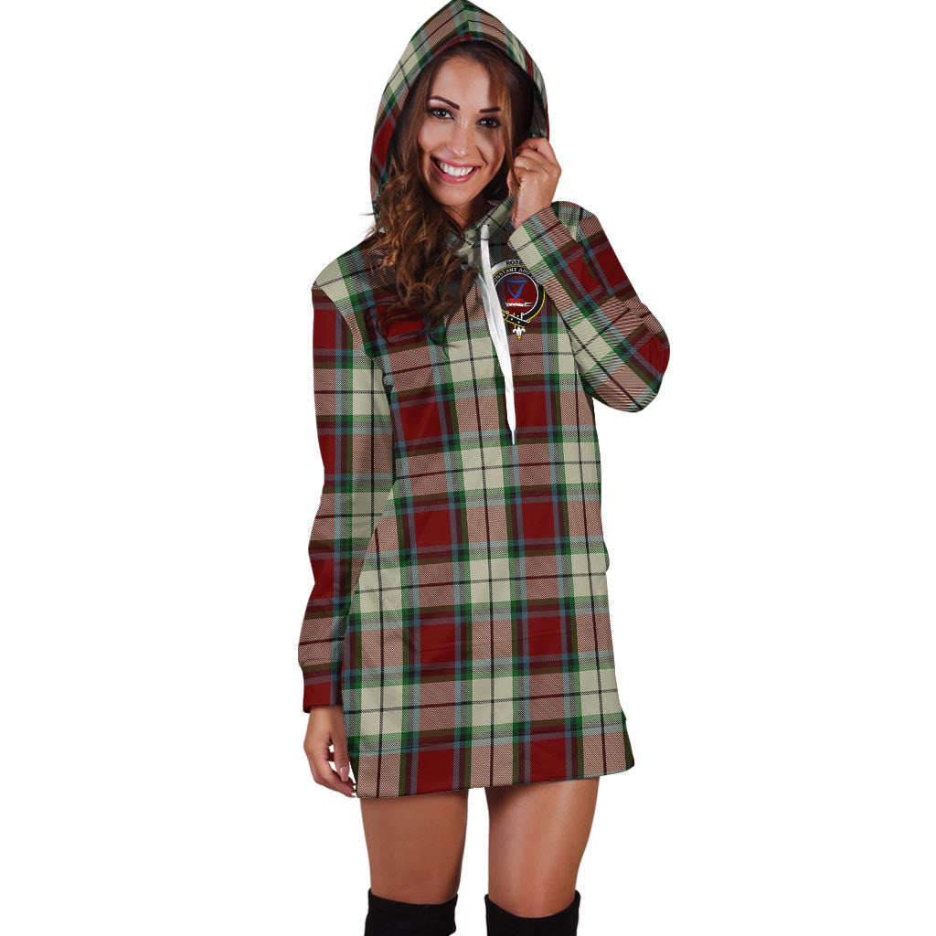 Rose White Dress Tartan Hoodie Dress with Family Crest - Tartan Vibes Clothing