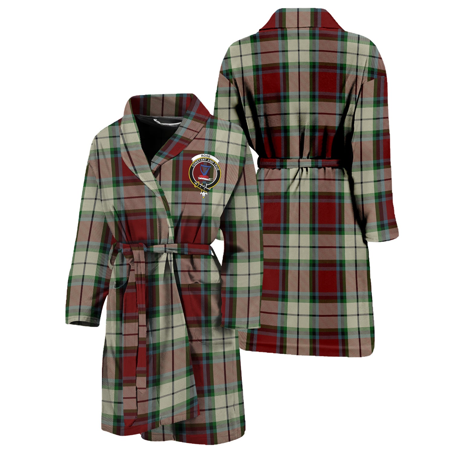 Rose White Dress Tartan Bathrobe with Family Crest Unisex S - Tartan Vibes Clothing