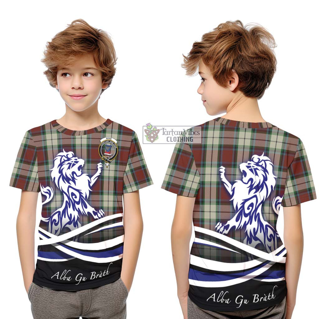 Rose White Dress Tartan Kid T-Shirt with Alba Gu Brath Regal Lion Emblem Youth XL Size14 - Tartanvibesclothing Shop