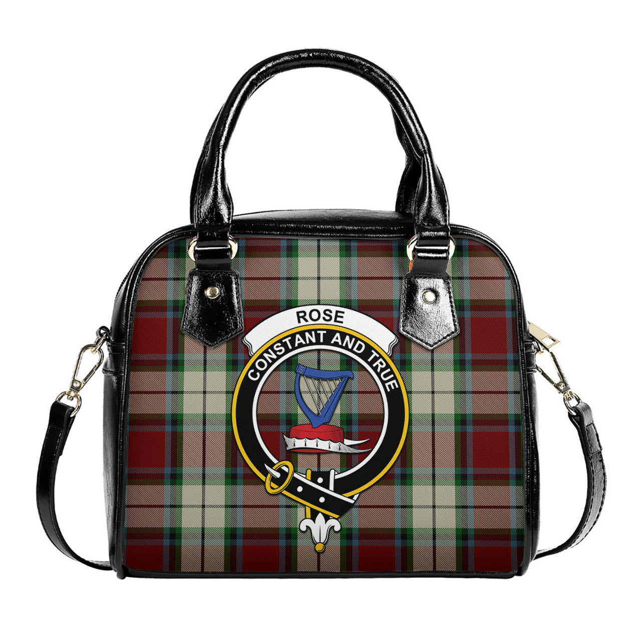 Rose White Dress Tartan Shoulder Handbags with Family Crest One Size 6*25*22 cm - Tartanvibesclothing