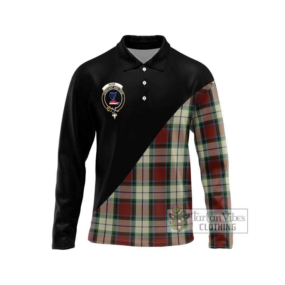 Rose White Dress Tartan Long Sleeve Polo Shirt with Family Crest and Military Logo Style Unisex - Tartanvibesclothing Shop