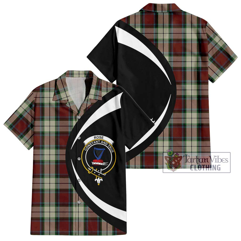 Rose White Dress Tartan Short Sleeve Button Up with Family Crest Circle Style Kid - Tartan Vibes Clothing