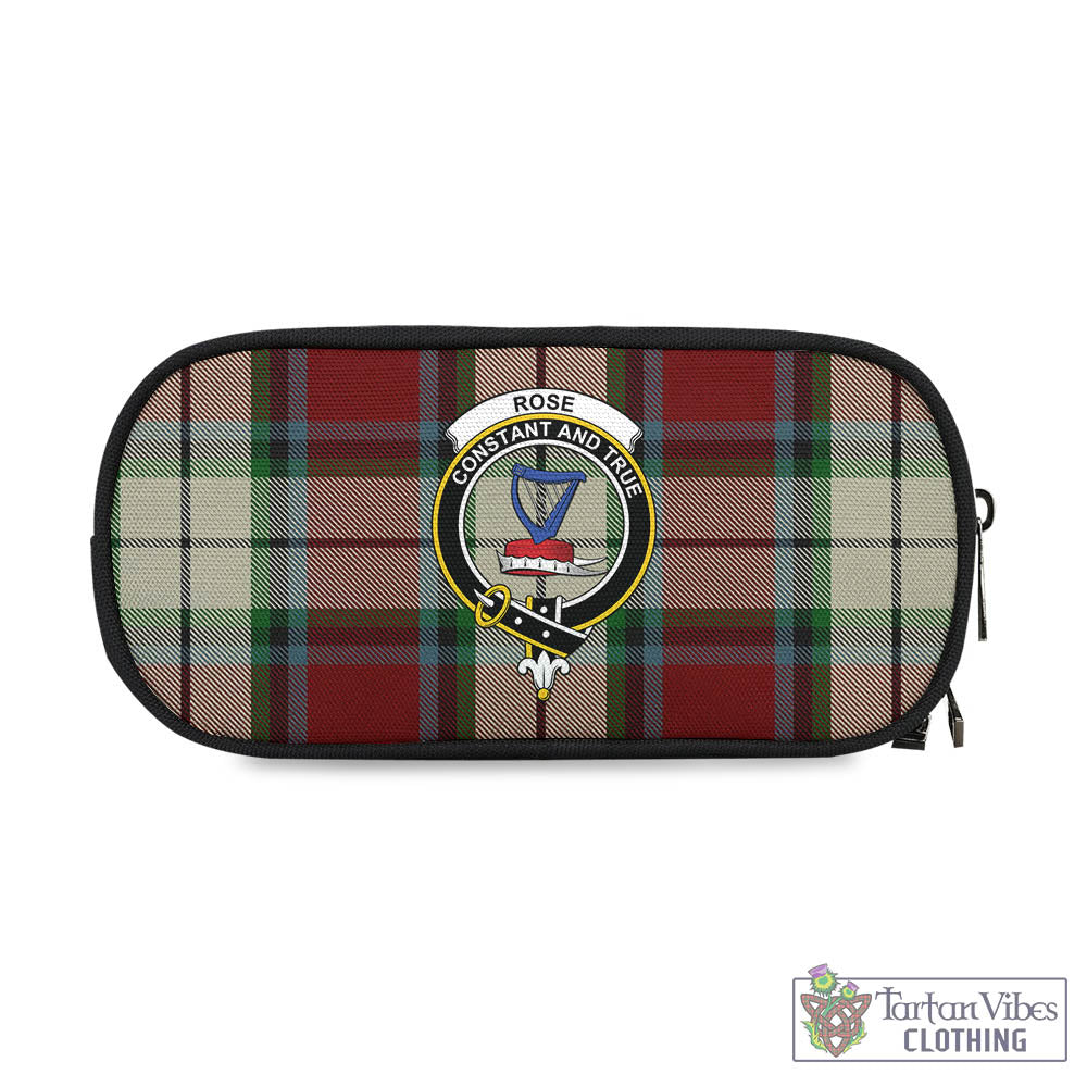 Tartan Vibes Clothing Rose White Dress Tartan Pen and Pencil Case with Family Crest