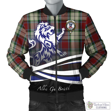 Rose White Dress Tartan Bomber Jacket with Alba Gu Brath Regal Lion Emblem