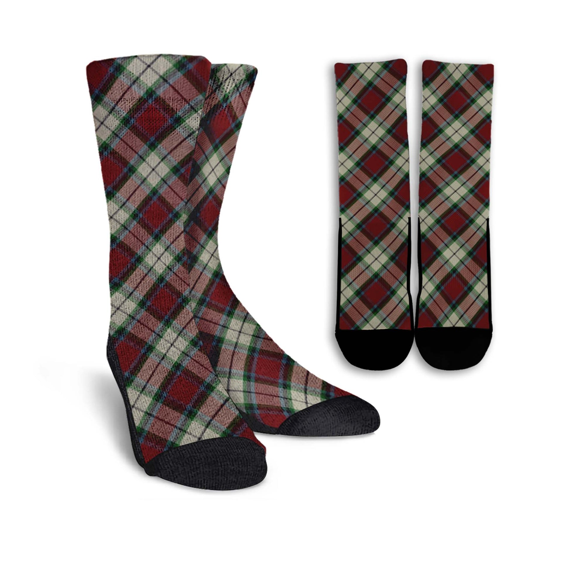 Rose White Dress Tartan Crew Socks Cross Tartan Style - Tartanvibesclothing