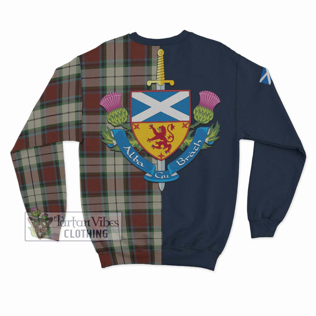 Tartan Vibes Clothing Rose White Dress Tartan Sweatshirt with Scottish Lion Royal Arm Half Style