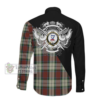 Rose White Dress Tartan Long Sleeve Button Shirt with Family Crest and Military Logo Style