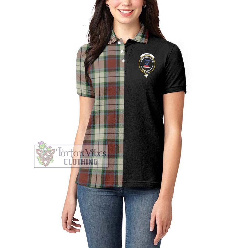 Rose White Dress Tartan Women's Polo Shirt with Family Crest and Half Of Me Style - Tartanvibesclothing Shop