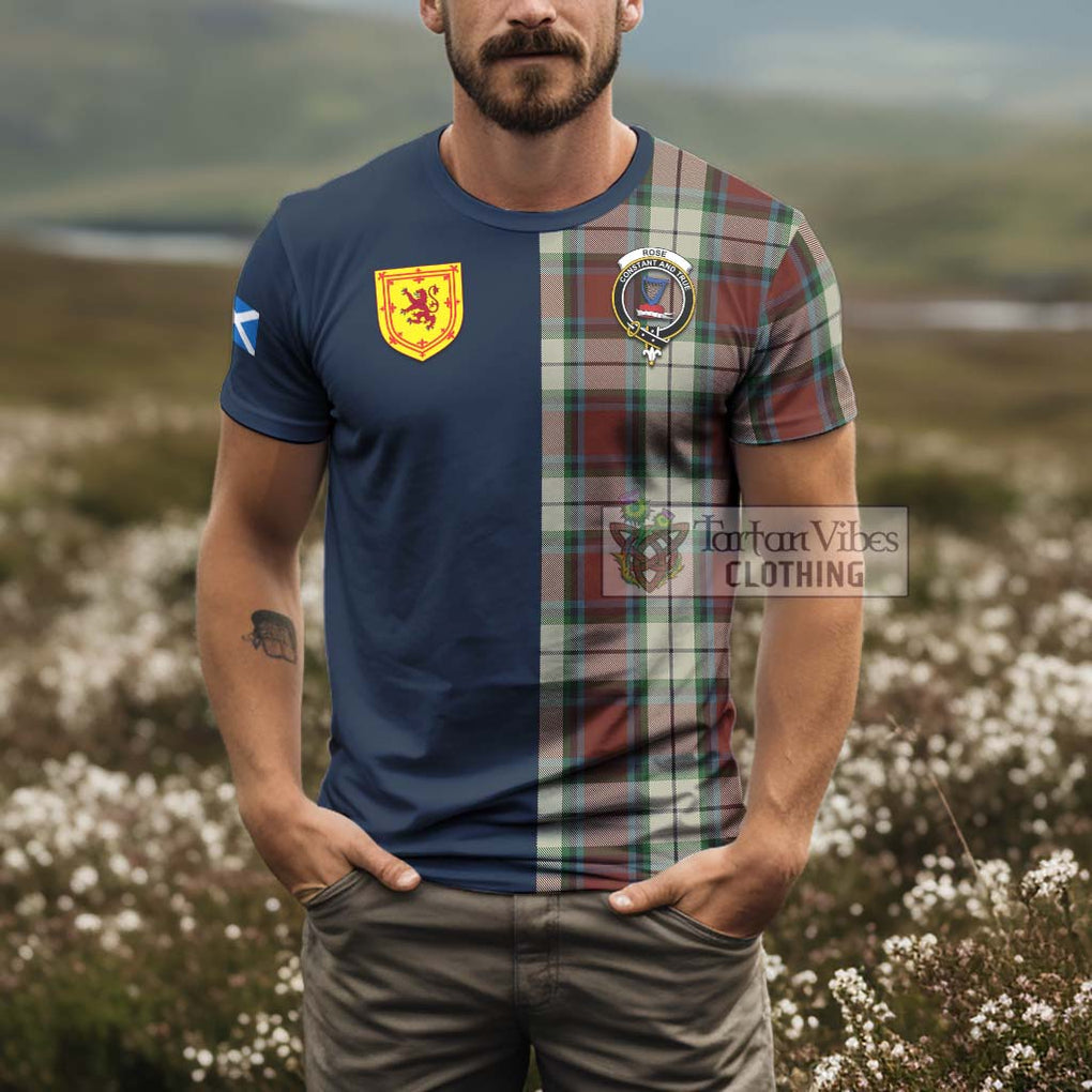 Tartan Vibes Clothing Rose White Dress Tartan T-Shirt Alba with Scottish Lion Royal Arm Half Style