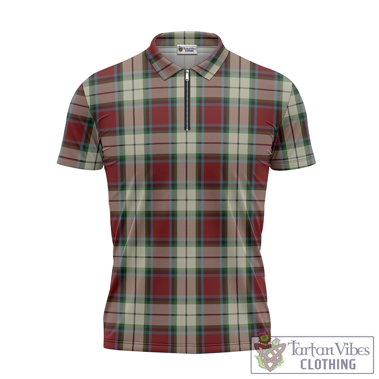 Tartan Vibes Clothing Rose White Dress Tartan Zipper Polo Shirt