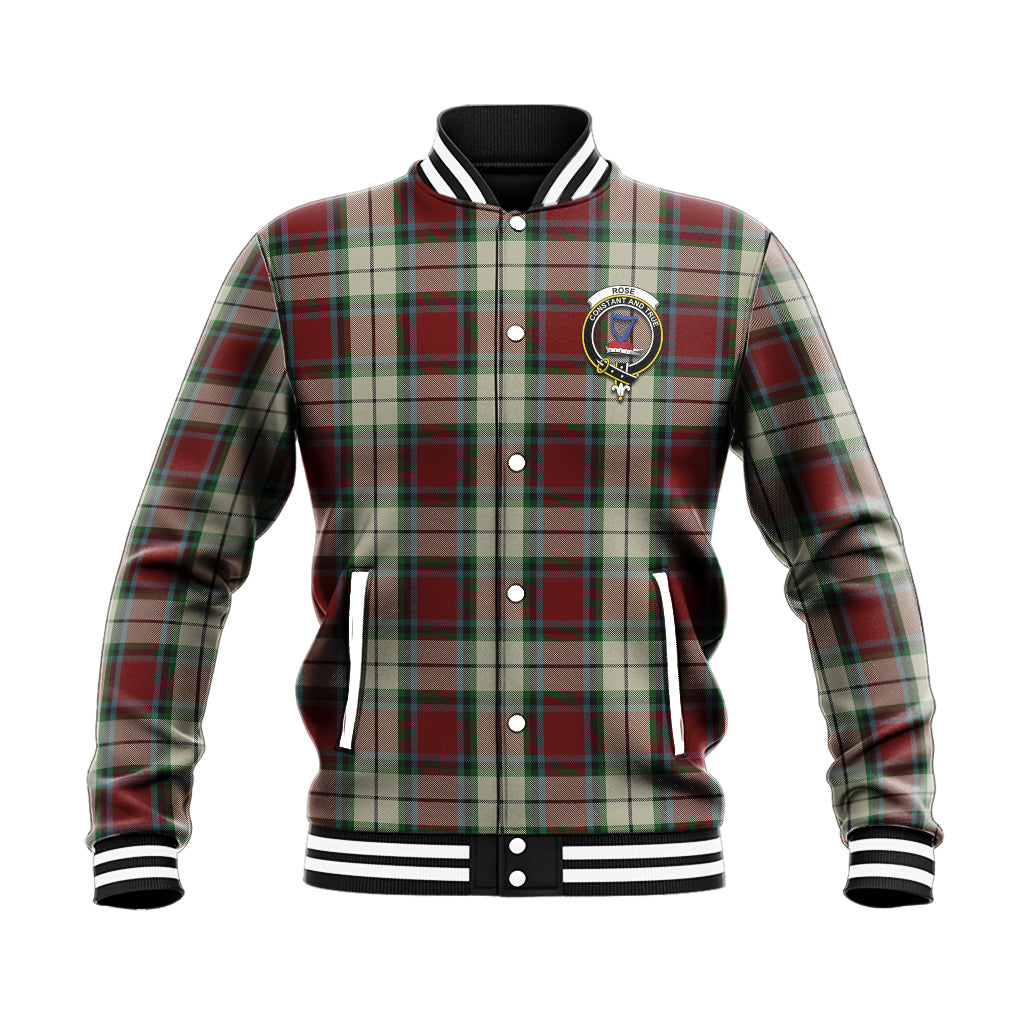 Rose White Dress Tartan Baseball Jacket with Family Crest - Tartan Vibes Clothing