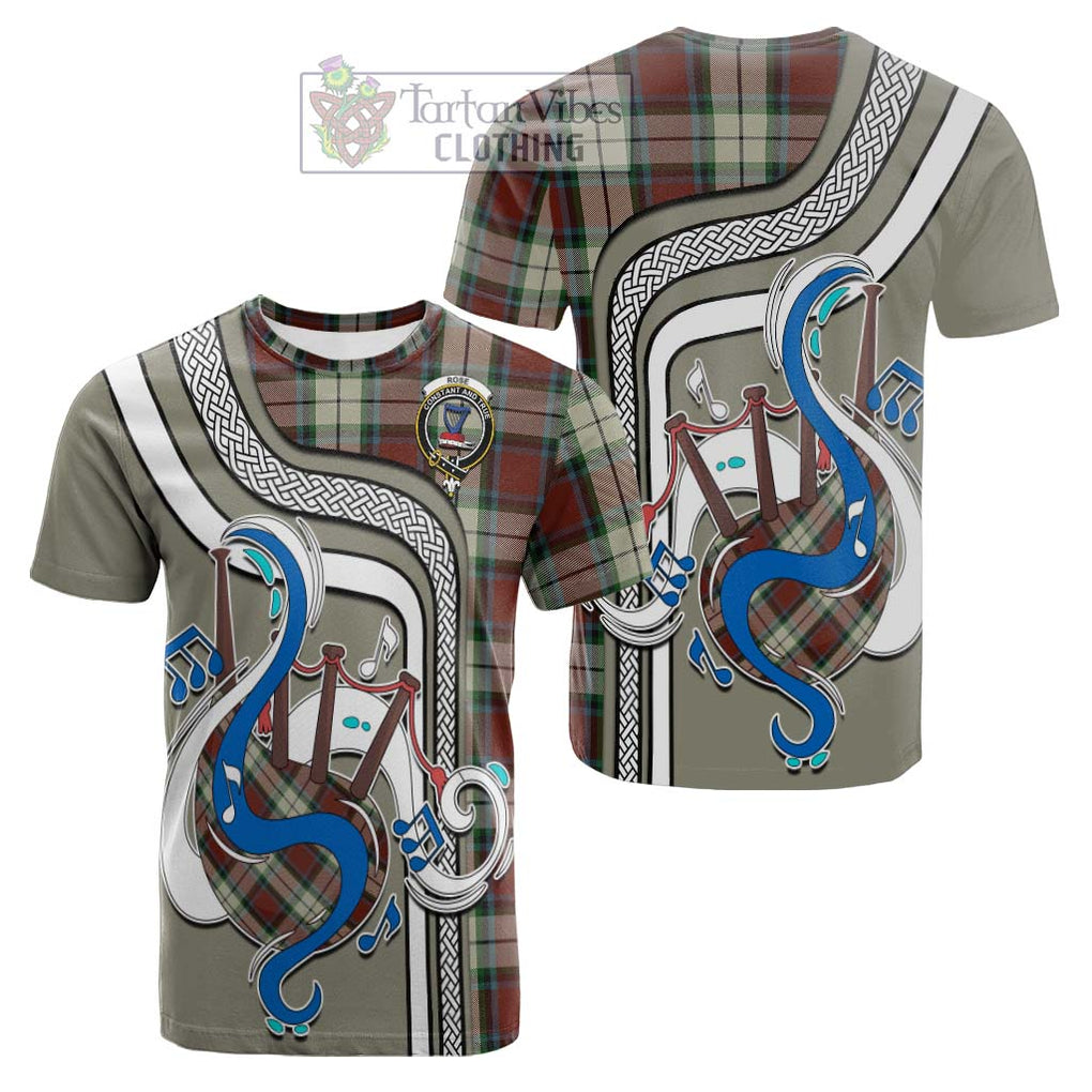 Tartan Vibes Clothing Rose White Dress Tartan Cotton T-shirt with Epic Bagpipe Style