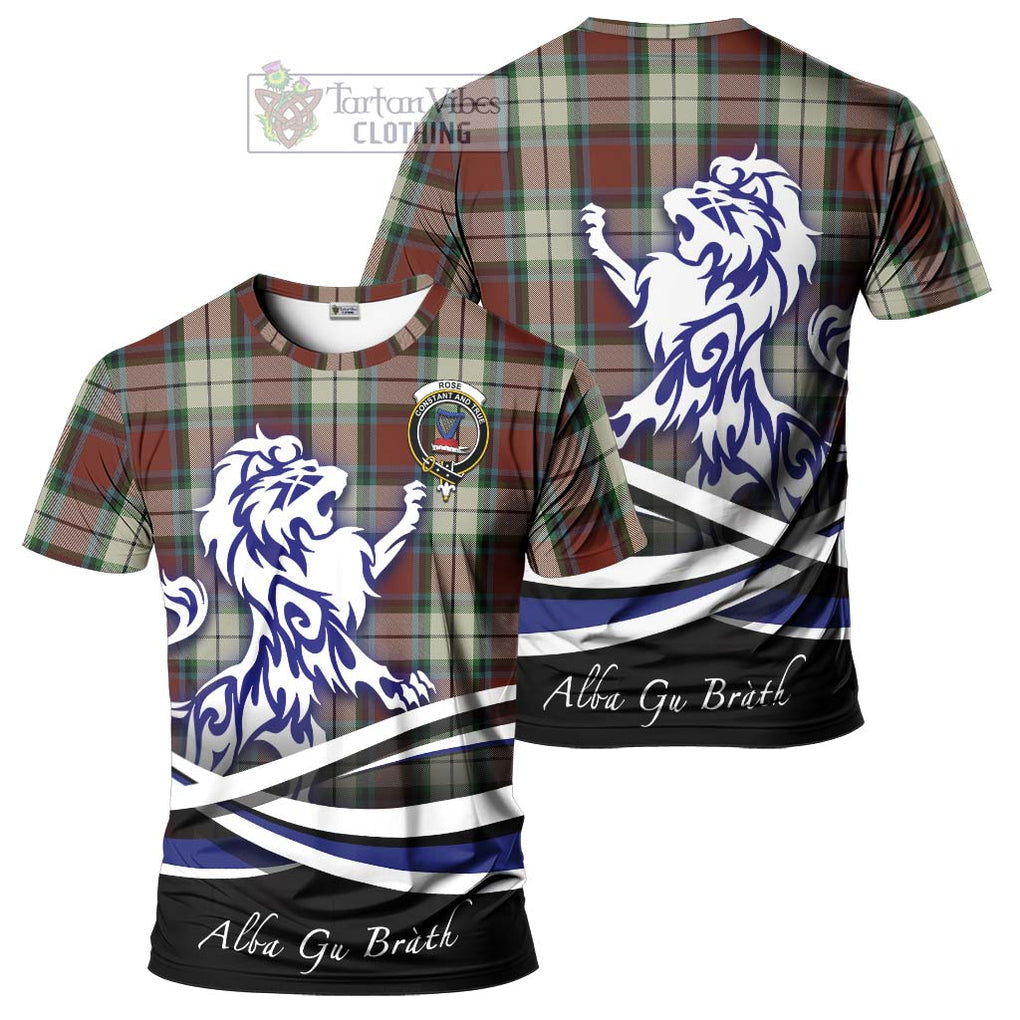 Tartan Vibes Clothing Rose White Dress Tartan Cotton T-shirt with Alba Gu Brath Regal Lion Emblem