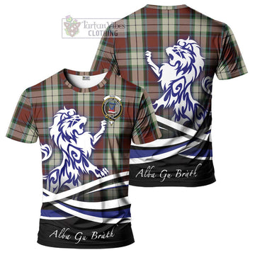 Rose White Dress Tartan Cotton T-shirt with Alba Gu Brath Regal Lion Emblem