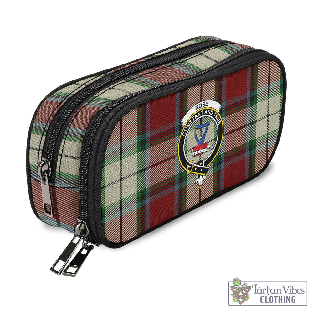 Tartan Vibes Clothing Rose White Dress Tartan Pen and Pencil Case with Family Crest