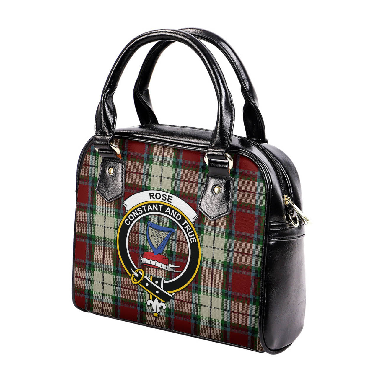 Rose White Dress Tartan Shoulder Handbags with Family Crest - Tartanvibesclothing