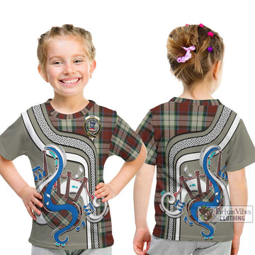 Rose White Dress Tartan Kid T-Shirt with Epic Bagpipe Style