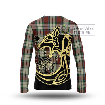 Rose White Dress Tartan Long Sleeve T-Shirt with Family Crest Celtic Wolf Style