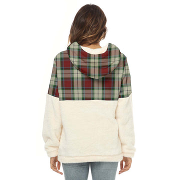 Rose White Dress Tartan Women's Borg Fleece Hoodie With Half Zip